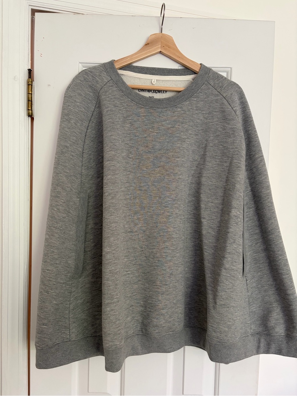 Cynthia Rowley Gray Crewneck Cape Sweatshirt